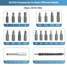 Nexaroy™ Electric Screwdriver 3.6V – 21pcs Multifunctional Torque Adjustment Kit, Rechargeable Lithium Battery, Straight Handle Design, Portable Mini Tool Set for Home Equipment Maintenance