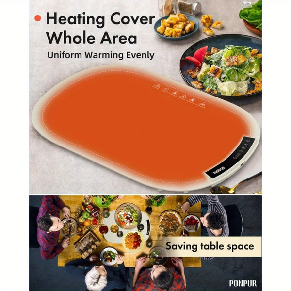 Electric Warming Mat for Food | Silicone Food Warmer Tray with 3 Adjustable Temperature Settings